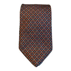 Austin Reed Regent Street Mens Silk Tie Orange Blue Geometric Medallion USA Made